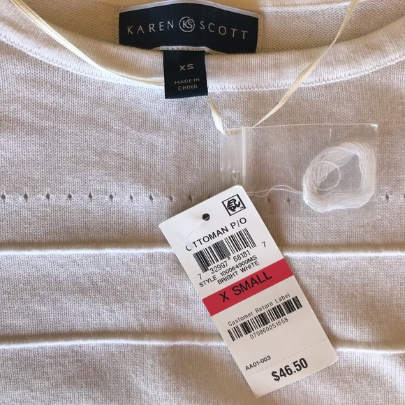 Karen Scott white sweater with crop sleeves - Picture 4 of 7